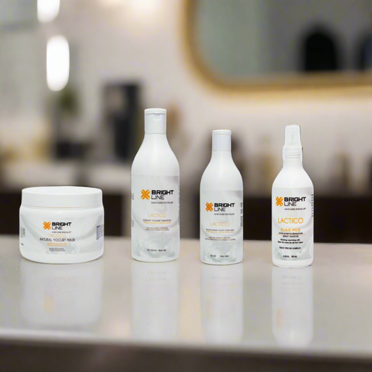 Yogurt Full-Size Professional Kit with 16 oz shampoo and conditioner, 8 oz leave-in treatment, and 10 oz deep nourishing mask — formulated for dry, chemically treated, or frizz-prone hair